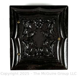 Victorian Daguerreotype In Molded Vulcanite With Velvet Frame of Young Women