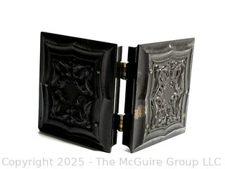 Victorian Daguerreotype In Molded Vulcanite With Velvet Frame of Young Women