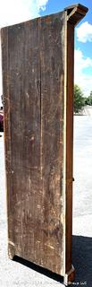Primitive Corner Cabinet with Red Interior and Square Nail Heads