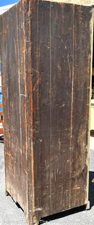 Primitive Corner Cabinet with Red Interior and Square Nail Heads