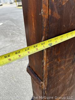 Primitive Corner Cabinet with Red Interior and Square Nail Heads