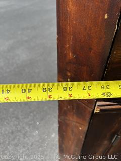 Primitive Corner Cabinet with Red Interior and Square Nail Heads