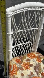 Victorian White Painted Wicker Vanity Desk and Chair. 