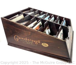  1920's Gainsborough Hair Net Wooden Display Cabinet with Postcards