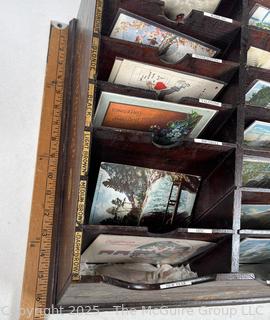  1920's Gainsborough Hair Net Wooden Display Cabinet with Postcards