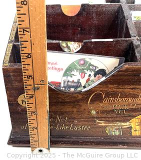  1920's Gainsborough Hair Net Wooden Display Cabinet with Postcards