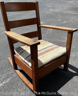 Limbert Stamped Arts & Crafts Mission Oak Rocking Chair c 1910
