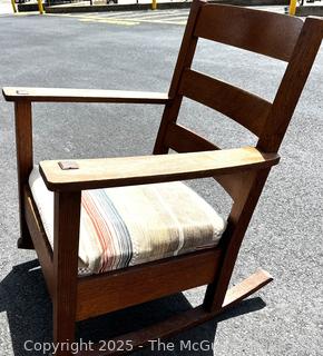 Limbert Stamped Arts & Crafts Mission Oak Rocking Chair c 1910