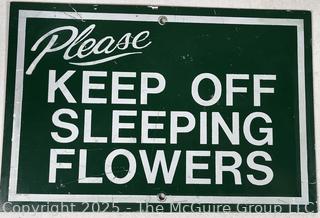 Metal Garden Sign, Framed Cross-Stitch and Photo 