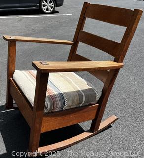 Limbert Stamped Arts & Crafts Mission Oak Rocking Chair c 1910