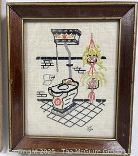 Metal Garden Sign, Framed Cross-Stitch and Photo 