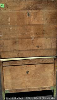 Green Enamel Oxford Hoosier Kitchen Cabinet, Two Piece