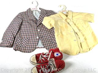 Vintage Children's Blazer, Shirt and Red Converse Sneakers. 
