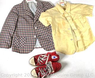 Vintage Children's Blazer, Shirt and Red Converse Sneakers. 