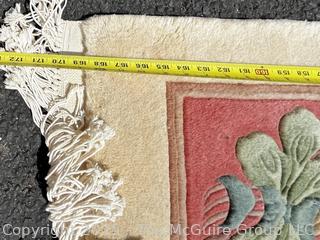Palace Size Wool Hand Knotted Aubusson Ivory and Pink Rug. 114" x 172"