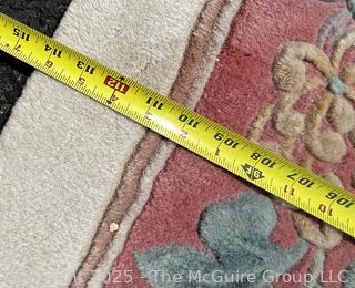 Palace Size Wool Hand Knotted Aubusson Ivory and Pink Rug. 114" x 172"