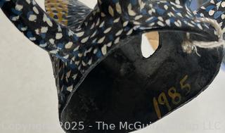 Blue Stoneware Mixing Bowl, Hats and Puerto Rican Vejigante Mask