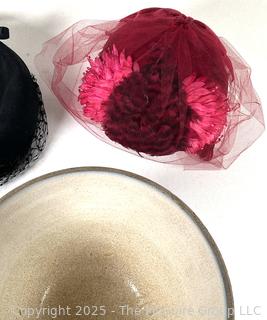 Blue Stoneware Mixing Bowl, Hats and Puerto Rican Vejigante Mask