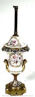 Hand Painted Porcelain Urn Shaped Lamp Base