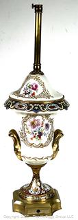 Hand Painted Porcelain Urn Shaped Lamp Base