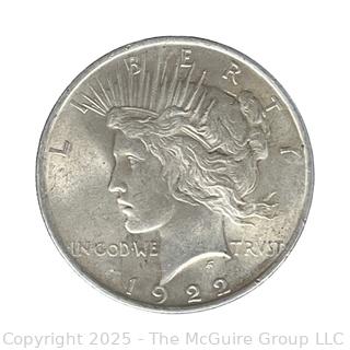 1922 (P) US Liberty Head Peace Dollar Silver Coin
