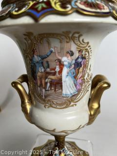 Hand Painted Porcelain Urn Shaped Lamp Base
