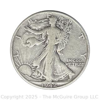 1942 (P) US Walking Liberty Half Dollar 50 Cent Coin