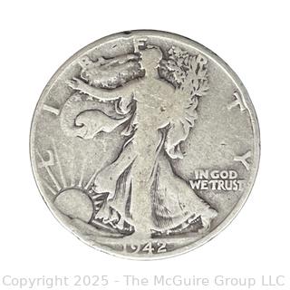 1942 (P) US Walking Liberty Half Dollar 50 Cent Coin
