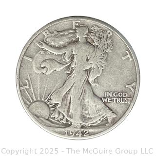 1942 (P) US Walking Liberty Half Dollar 50 Cent Coin