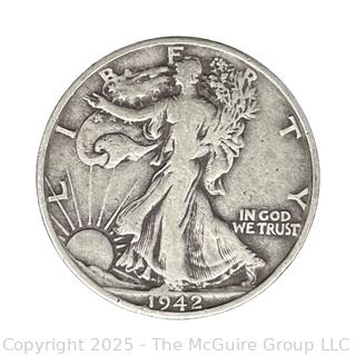 1942 (D) US Walking Liberty Half Dollar 50 Cent Coin