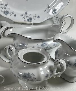 Set of Johann Haviland Bavaria Germany Blue Garland Porcelain Dinnerware