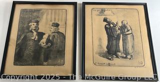 Two (2) Framed Under Glass Pencil Signed (Double Signed) Lithographs by Honore Daumier (1808-1879) from the Court Series (Les Gens de Justice)