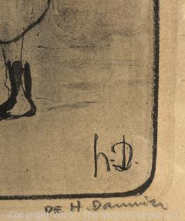 Two (2) Framed Under Glass Pencil Signed (Double Signed) Lithographs by Honore Daumier (1808-1879) from the Court Series (Les Gens de Justice)