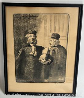 Two (2) Framed Under Glass Pencil Signed (Double Signed) Lithographs by Honore Daumier (1808-1879) from the Court Series (Les Gens de Justice)