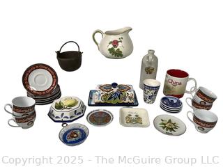 Collection of Decorative Pottery Serving Items