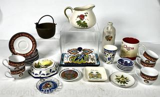Collection of Decorative Pottery Serving Items