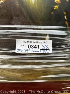 Giltwood Framed Oil on Canvas of Floral Still Life Signed by Artist Salvietti. 24" x 34"
