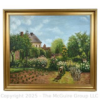 Framed Oil on Canvas Landscape of House and Garden. 26" x 30"