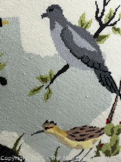 Framed Under Glass Needlework of Birds of Texas.  19" Square