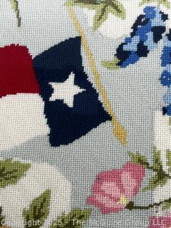 Framed Under Glass Needlework, Flowers of Texas.  19" Square