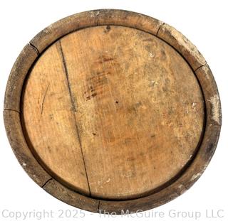 Primitive Wood Banded Milk Bucket with Handle 