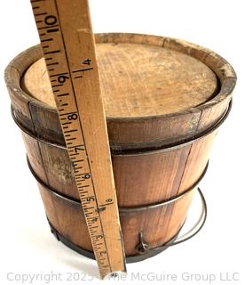 Primitive Wood Banded Milk Bucket with Handle 