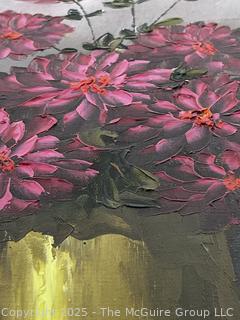 Framed Oil on Canvas of Floral Still Life Signed By Artist Hans Baker. 22" x 27"