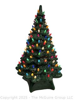 Ceramic Lighted Christmas Tree.  Slightly Damaged at Very Top.  19" tall.