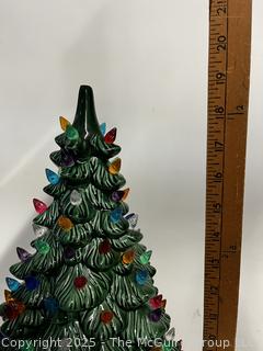 Ceramic Lighted Christmas Tree.  Slightly Damaged at Very Top.  19" tall.