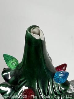Ceramic Lighted Christmas Tree.  Slightly Damaged at Very Top.  19" tall.