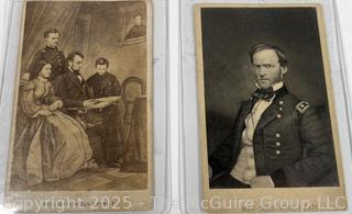 Two (2) Cabinet Cards CDV of President Lincoln and Family & U.S. General William T. Sherman