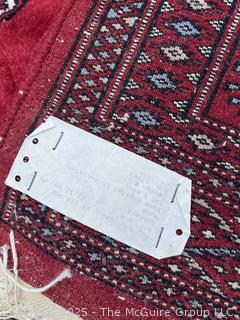 Hand Knotted Pakistan Bokhara Jhaldar Wool Rug on Red Ground. 5' 7" x 4'