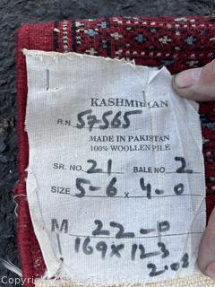 Hand Knotted Pakistan Bokhara Jhaldar Wool Rug on Red Ground. 5' 7" x 4'