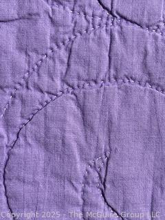 Hand Made Eight Point Embroidered Star Purple & White Quilt.  78" x 88"